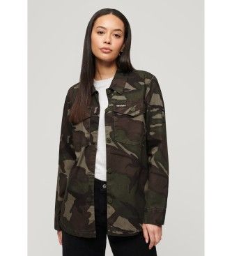 Superdrytil kvinder. W4010424A Grøn militær overtrøje (S), Casual, Camouflage, Bomuld, Lange ærmer