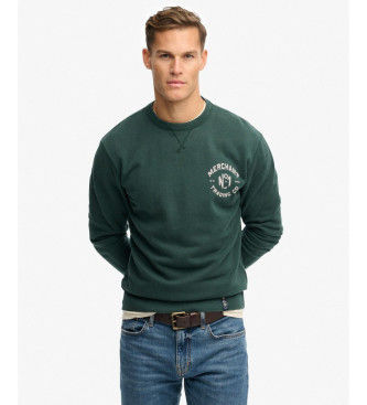 Superdrytil mænd. M2014305A Merchant Grafisk sweatshirt grøn (XL), Casual, Bomuld