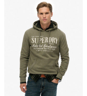 Superdrytil mænd. M2014246A Outdoor Supply Co Relaxed Hood grøn (S), Casual, Bomuld, Lange ærmer