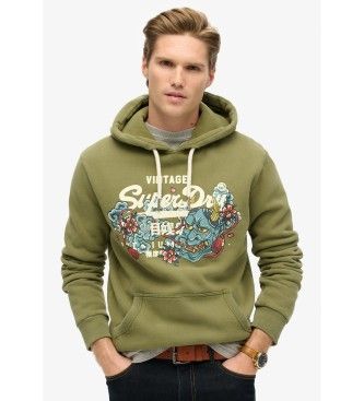 Superdrytil mænd. M2013702A Sweatshirt Tokyo Vl grøn (S), Casual, Bomuld
