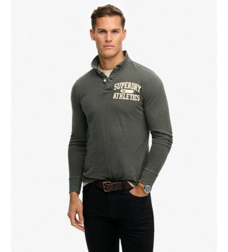 Superdrytil mænd. M1110435A Vintage Athletic grå polo shirt (S), Casual, Bomuld, Lange ærmer