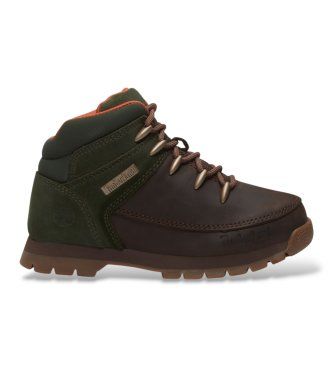 Timberlandunisex til børn. TB0A5SRAAFK1 Euro Sprint læderstøvler i brun (32), Fast, Blonder, Casual, Udendørs, børnetøj
