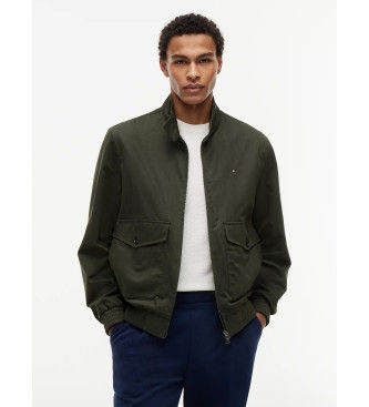 Tommy Hilfigertil mænd. MW0MW42507 Harrington-jakke med lynlås og grønt logo (L), Casual, Bomuld