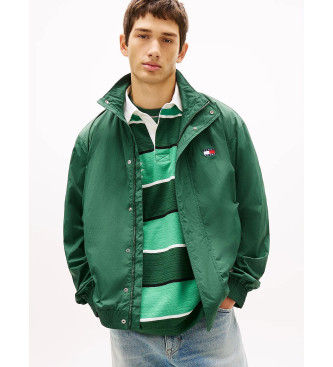 Tommy Jeanstil mænd. DM0DM22738 Vandafvisende jakke med grønt logo på ryggen (XL), Casual, Nylon