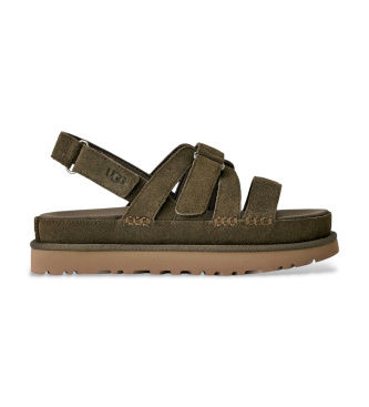 UGGtil kvinder. 1175122 Goldenstar Gleam olivengrønne lædersandaler (36), Fast, Ruskind, Velcro, Casual