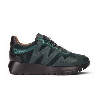 Wonderstil kvinder. A-24110 Odisei grønne lædersneakers (36), Fast, 1-3 cm, Blonder, Casual