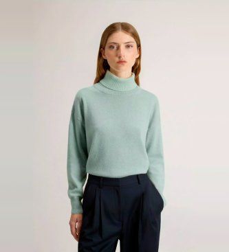 Woolrichtil kvinder. CFWWKN2027FRUF5067 Rullekrave-jumper i grøn blanding (S), Casual, Bomuld