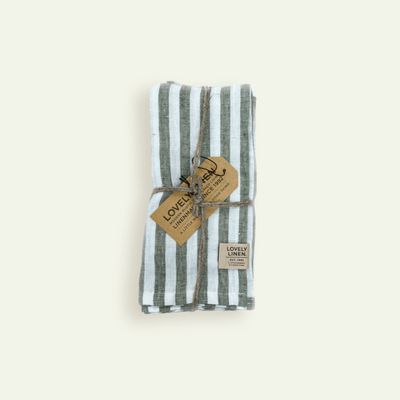 Lovely Linen Misty serviett 42 x 42 cm 4-pk, Edge Jeep Green