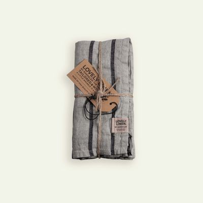 Lovely Linen Misty serviett 42 x 42 cm 4-pk, Strip Black