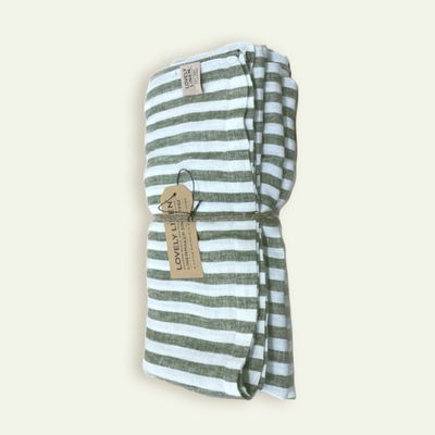 Lovely Linen Misty duk 145 x 250 cm, Edge Jeep Green