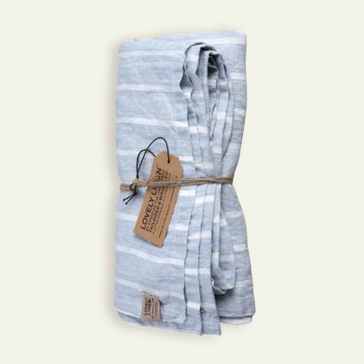 Lovely Linen Misty duk 145 x 250 cm, Stripe Sky