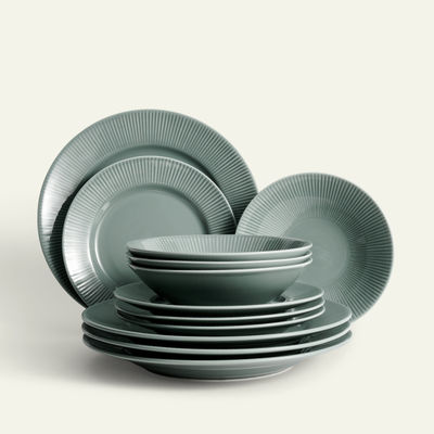 Nordic Dawn tallerkensett 12 deler, Dugg, 4 pers Servise Tallerkener sett