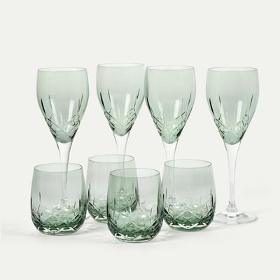 Crown glassett 8 deler, Grønn, 4 pers