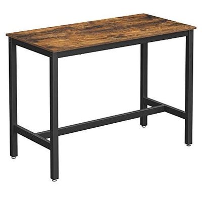 Vasagle barbord, industrielt køkkenbord, spisebord med massiv metalramme, til cocktails, bar, festkælder, restaurant, stue, træudseende, 120 x 60 x 90 cm LBT91X
