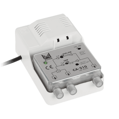 Bredbandsantennförstärkare splitter för 2 TV IP20 24V Alcad CA-210
