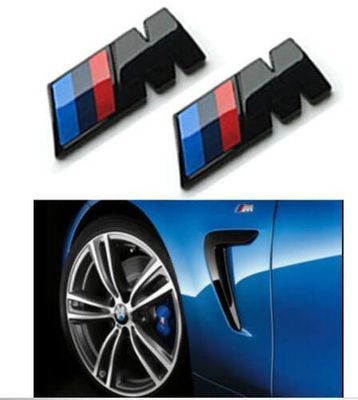 BMW M Sport Gloss Black Emblem x2 Sticker Side Wing Fender Badge 45x15mm (Pair) BMW 1 2 3 4 5 6 7 8 Series