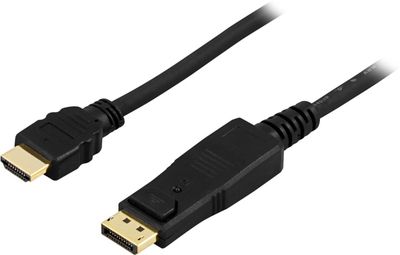 DELTACO DisplayPort til HDMI-skjermkabel, 20-pinners ha - ha 0,5 m (DP-3005)