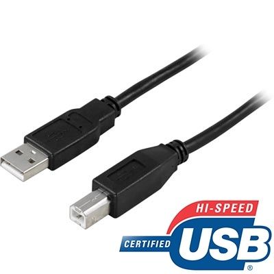 DELTACO USB 2.0 -kaapeli, Type A uros - Type B uros, 3m, musta