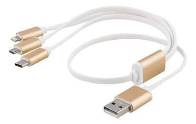EPZI Multi-lader, USB-C, Lightning, Micro USB, USB-A, 50 cm, hvit