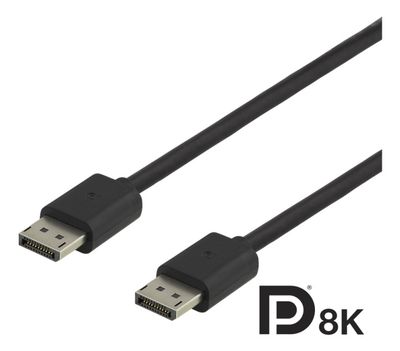 DELTACO DisplayPort-kabel, DP 1.4, 7680x4320 i 60 Hz, 1,5 m, svart