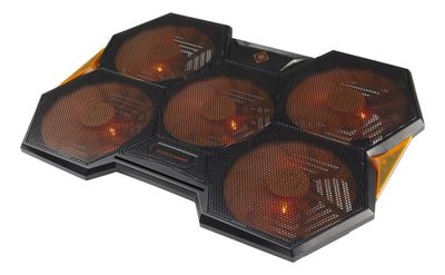 DELTACO GAMING Laptop-kjøler, 5x140mm vifter, 2x USB-A, svart/oransje
