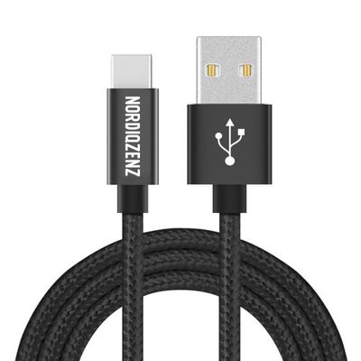 NORDIQZENZ USB-C Tekstilkabel, 1m, Svart