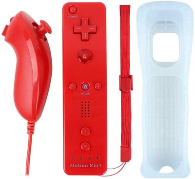 Remote Plus + Nunchuck kompatibel med Wii-Wii U, Röd