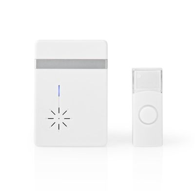 Nedis Trådlösa dörrklockan | Batteridriven | 3 V DC | 1x CR2032 | Volym: 80 dB | Signalområde: 300 m | IP44 | 36 Melodier | 1 Mottagare | Vit