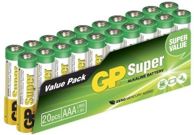 GP Super Alkaline AAA batteri, 24A/LR03, 20-pack