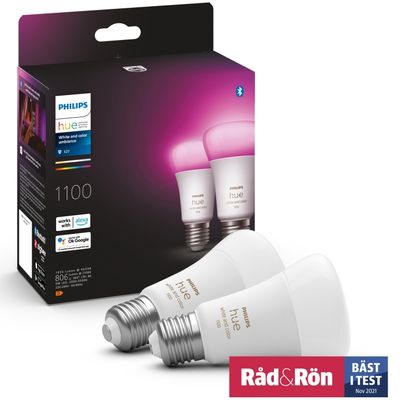 Philips Hue White Colour Ambiance E27 1100lm 2-pakning
