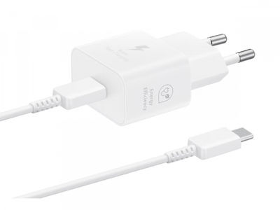 Samsung EP-T2510N GaN Väggladdare USB-C 25W + kabel, Vit