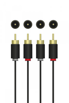 QNECT Stereo RCA-kabel, 2xRCA-han - 2xRCA-han, 3 m