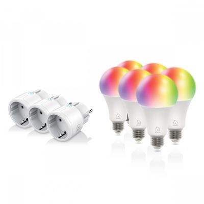 DELTACO SMART HOME Start kit 3x mini-strömbrytare och 6x RGB-lampor