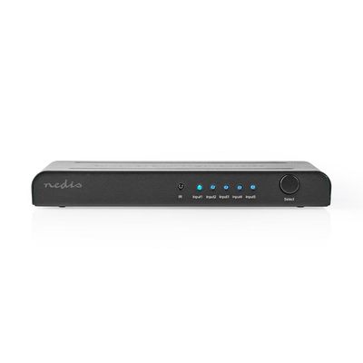 Nedis HDMI ™ Switch | 5-Port port(s) | 5x HDMI™ Input | 1x HDMI™ Output | 4K@60Hz | 18 Gbps | Fjernstyrtkontrolert | Metall | Antrasitt