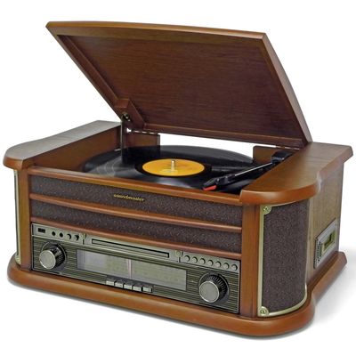 Soundmaster Musik-anläggning Vinyl CD Radio Bluetooth Retro-design NR560 Trä