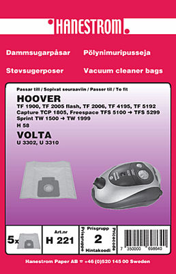 hanestroem Støvsugerposer Hanestrom Hoover TW 1650 Sprint