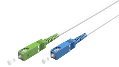 Goobay Fiberoptisk kabel (FTTH), Singlemode (OS2) White, vit (Simplex), 3 m plugg SC-APC (8°) > SC plugg (UPC), halogenfri kabelhölje (LSZH)