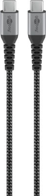 Goobay USB-C™-till-USB-C™-textilkabel med metallkontakter 0,5 m elegant och extra robust anslutningskabel för enheter med USB-C™-port