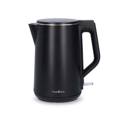 Nedis Vannkoker | 1.5 l | Plast | Sort | Roterbar 360 grader | Skjult varmeelement | Strix® kontroll | Koketørr beskyttelse