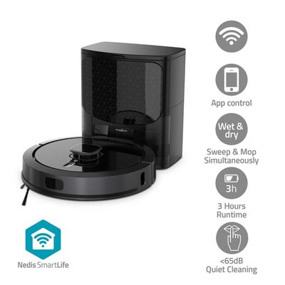 Nedis SmartLife Robot Støvsuger | Navigasjons metode: Lasernavigasjon | Wi-Fi | Kapasitet Collection Reservoir: 0.6 l | Automatsik lading | Maksimal d