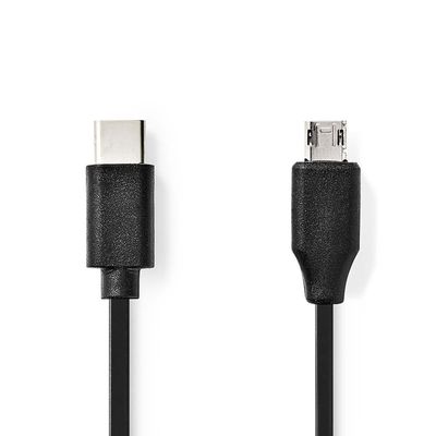Nedis USB kaapeli | USB 2.0 | USB-C™ Uros | USB Micro-B Uros | 18 W | 480 Mbps | Niklattu | 1.00 m | Pyöreä | PVC | Musta | Label