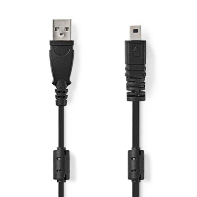 Nedis USB kaapeli | USB 2.0 | USB-A Uros | UC-E6 8-pinninen Uros | 480 Mbps | Niklattu | 2.00 m | Pyöreä | PVC | Musta | Label