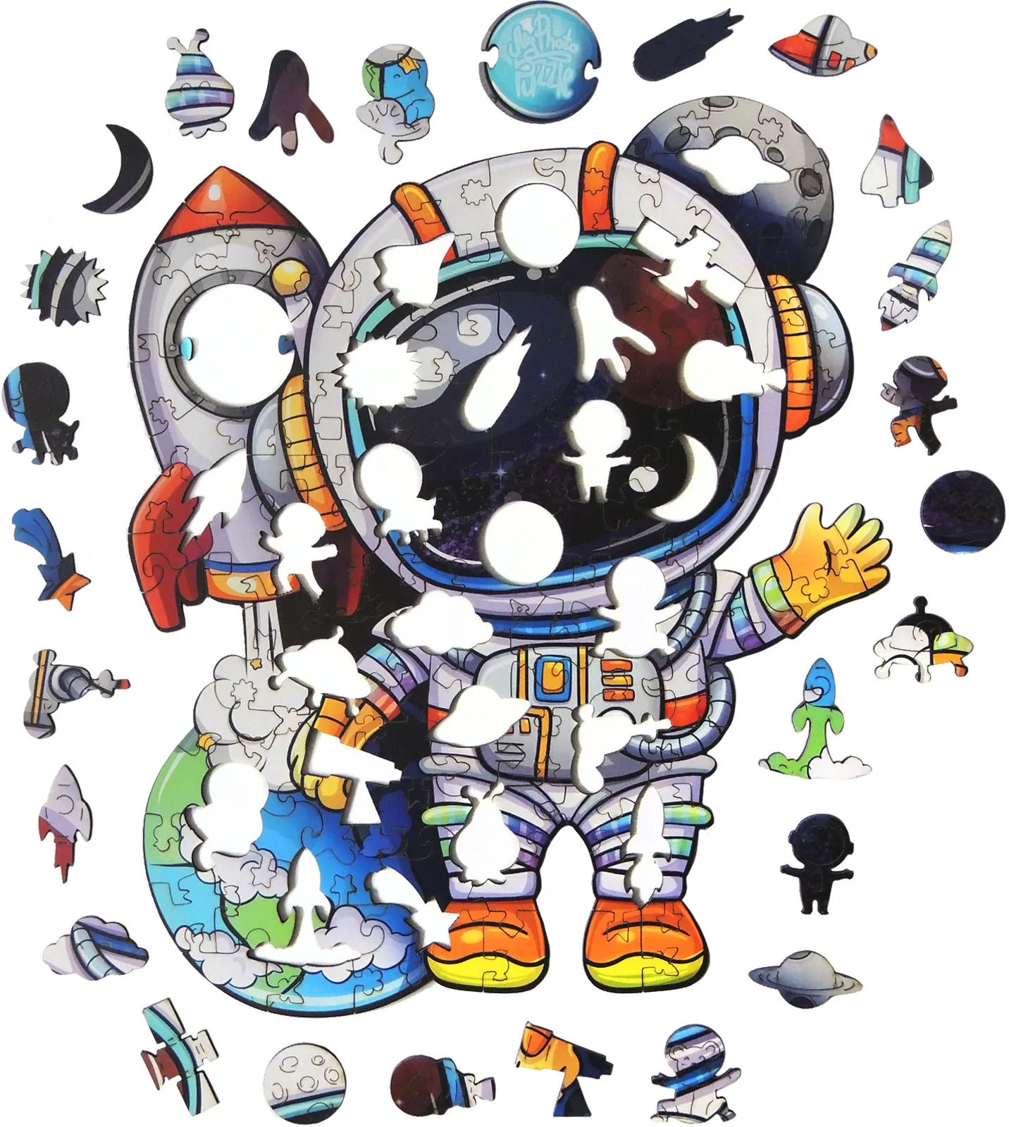 Rompecabezas de madera MDF Rompecabezas Astronauta Galáctico Infantil de Madera MDF - 150 piezas Madera MDF corte láser
