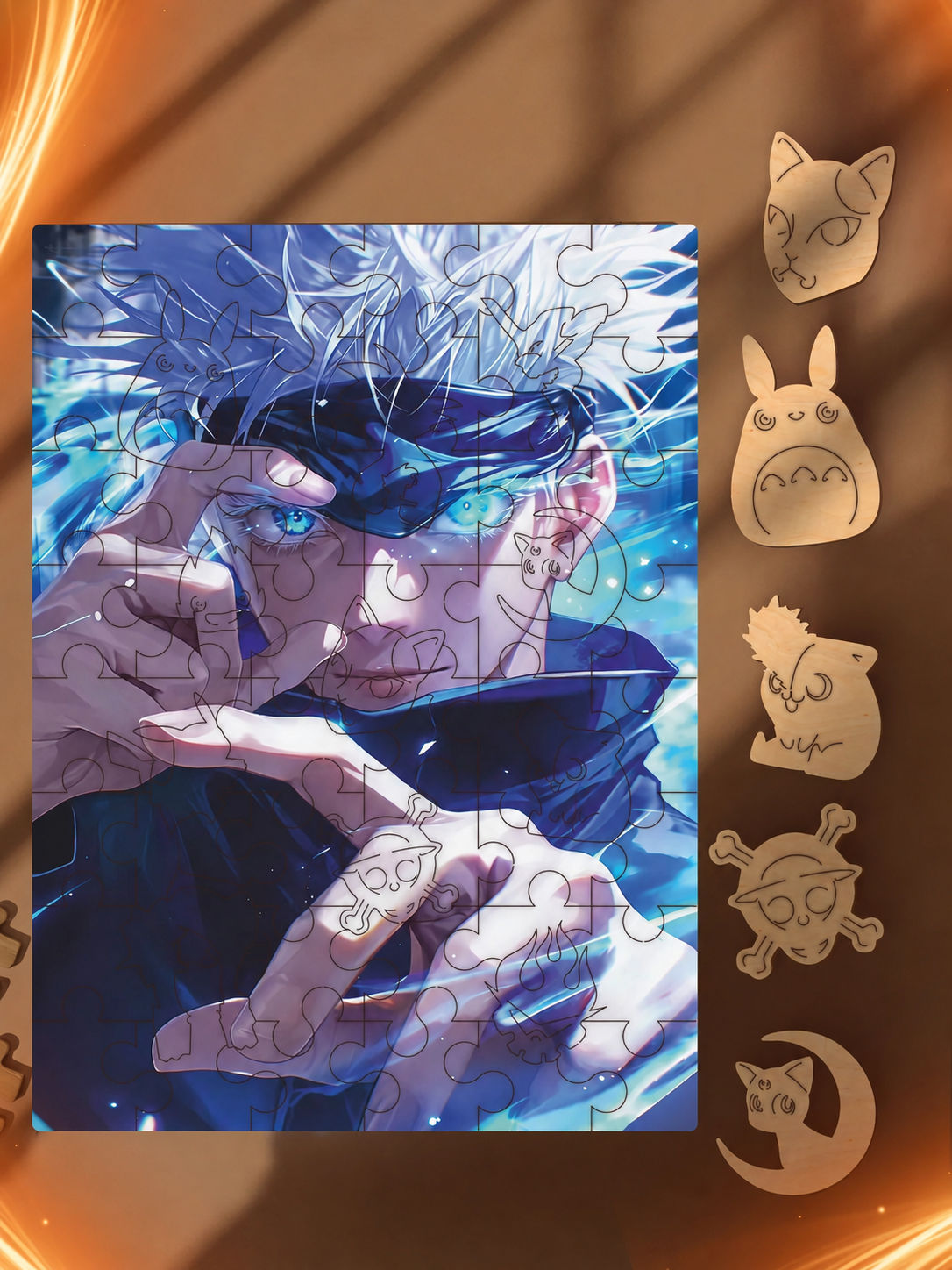 Rompecabezas de madera MDF Rompecabezas Gojo Satoru Jujutsu Kaisen de Madera MDF - 150 piezas corte láser