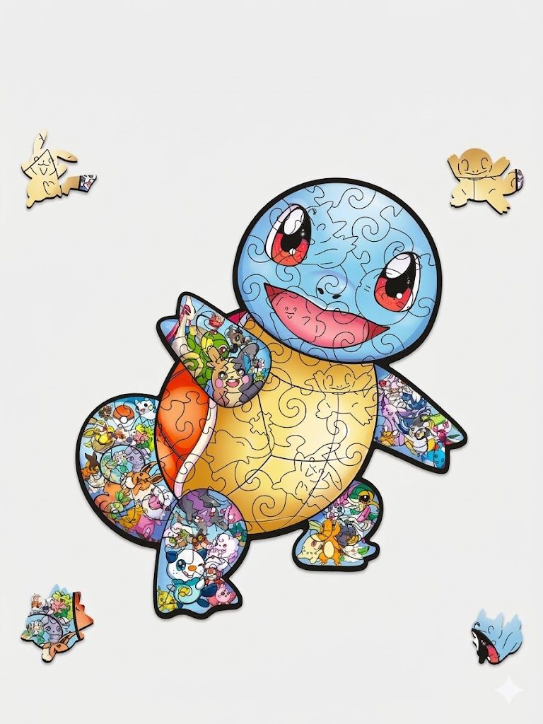 Rompecabezas de madera MDF Rompecabezas Squirtle Pokémon Acuático de Madera MDF - 150 piezas corte láser