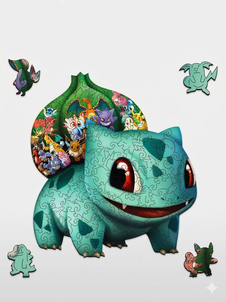 Rompecabezas de madera MDF Rompecabezas Bulbasaur Pokémon Planta de Madera MDF - 150 piezas corte láser