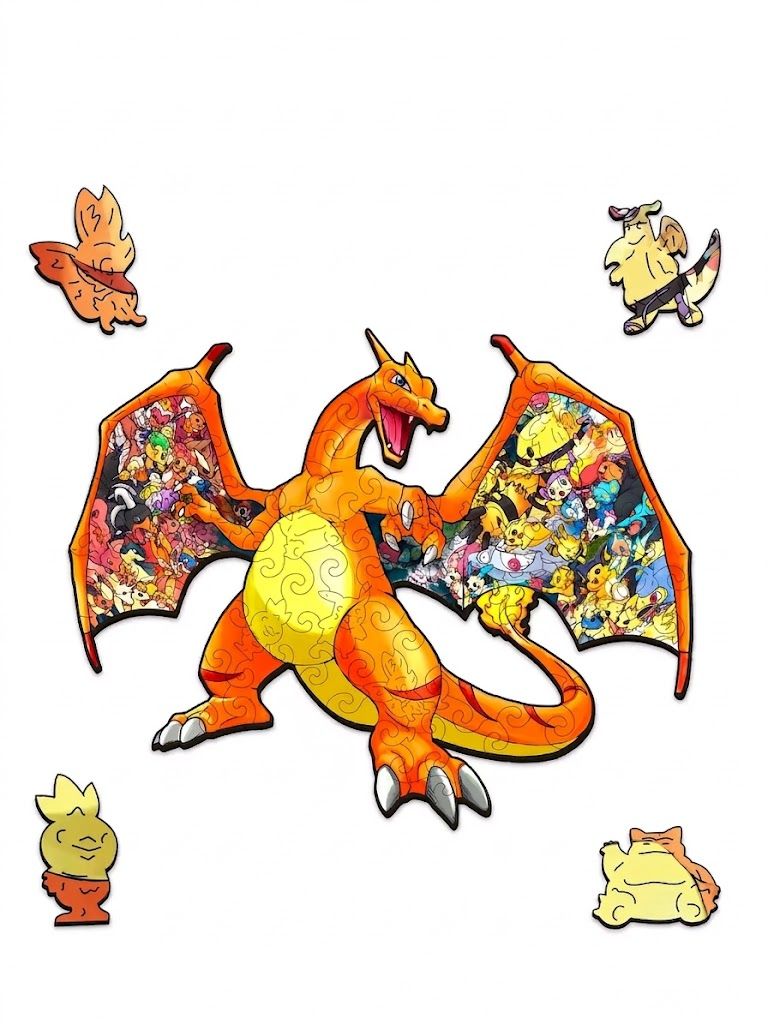 Rompecabezas de madera MDF Rompecabezas Charizard Pokémon Alas de Fuego de Madera MDF - 150 piezas corte láser