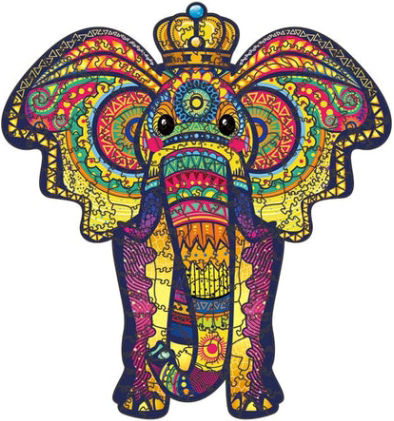 Rompecabezas de madera MDF Rey Elefante - 150 piezas corte láser
