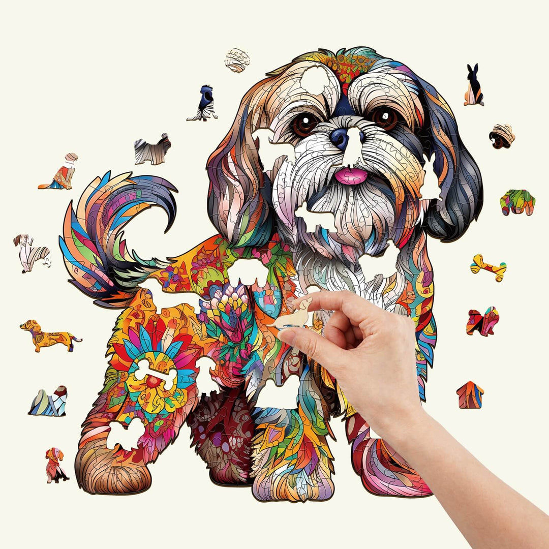 Rompecabezas de madera MDF Puzzle de Madera de Perro Shih Tzu - 150 piezas corte láser