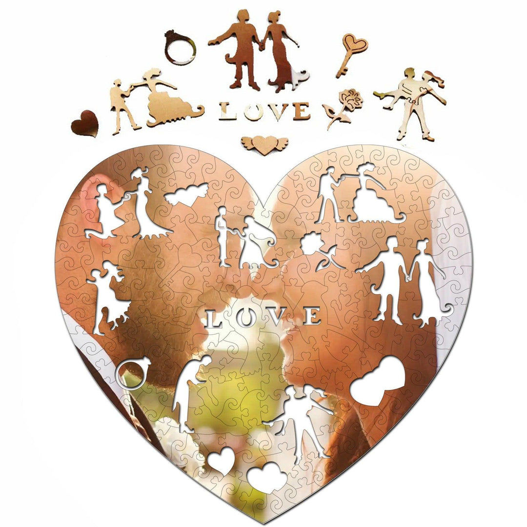 Rompecabezas de madera MDF Puzzle de Madera Personalizado en Forma de Corazón - 150 piezas corte láser